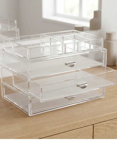 Vllia Three-Drawer Acrylic Cosmetic Organizer 32 cm Clear - Lifestyle view