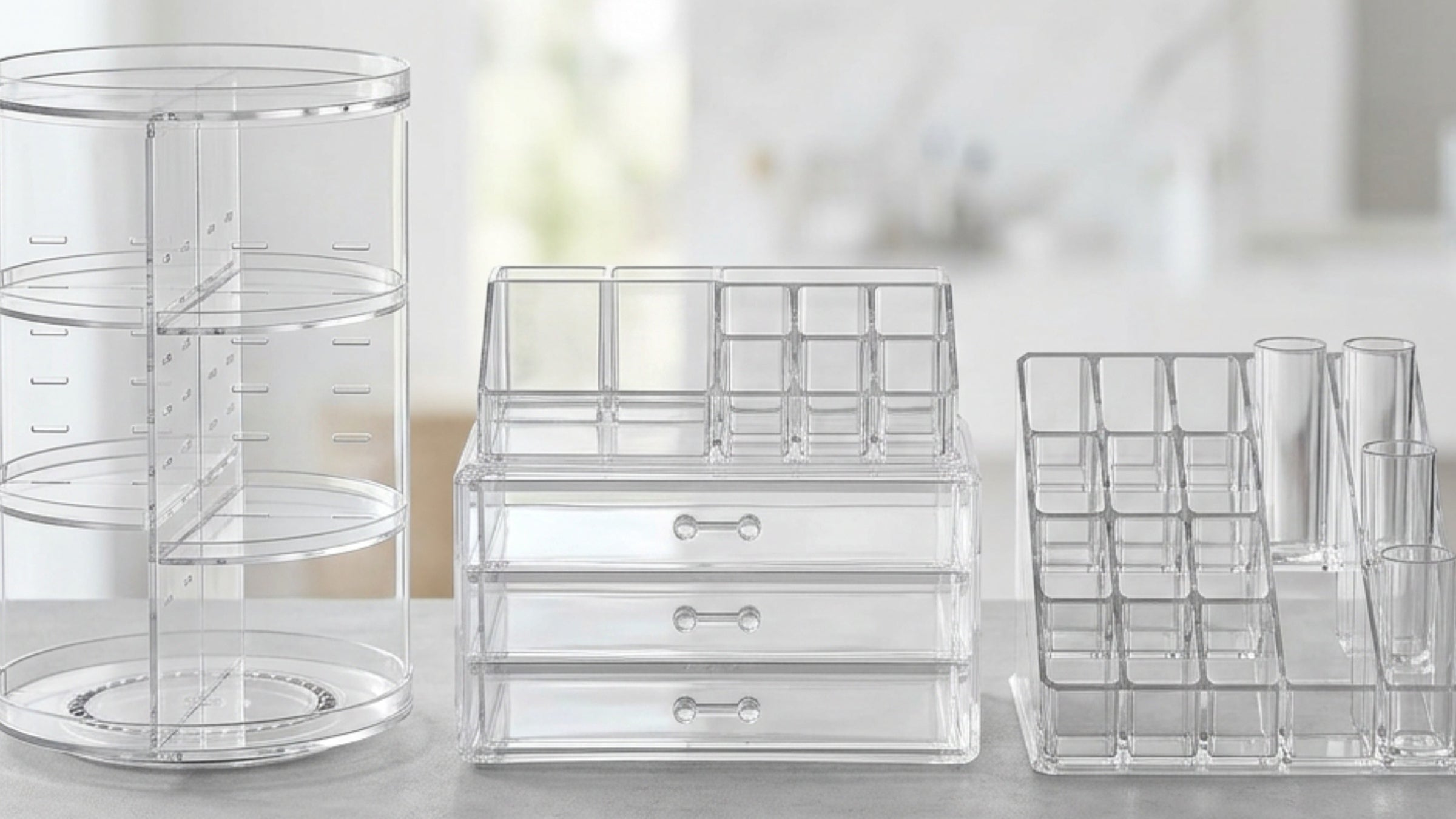 Vllia Clear Acrylic Cosmetic Desktop Organizers